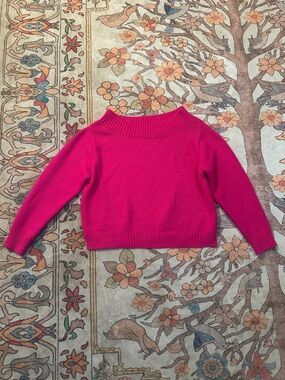 Judith March Hot Pink Off-the-Shoulder Ribbed Neck Sweater